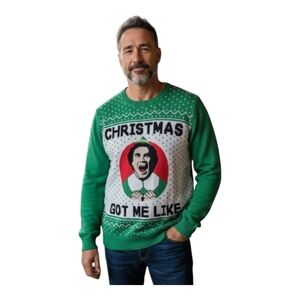 ELF Men's L Ugly Christmas Sweater Will Ferrell Christmas Got Me Like 42"